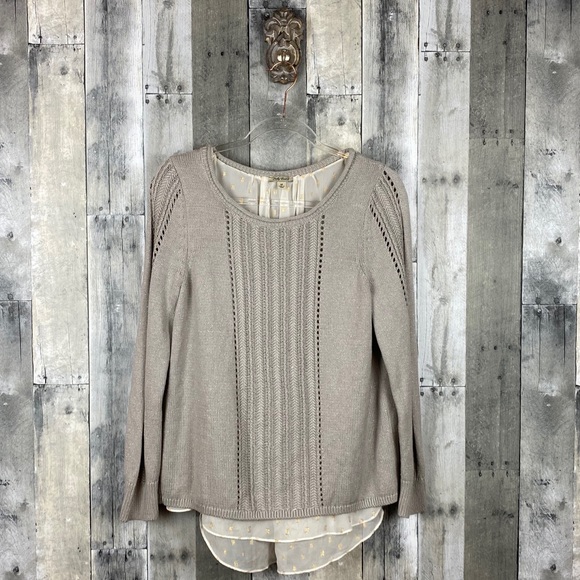 Lucky Brand Sweaters - Lucky Brand Grey Chiffon Layer Sweater Size Medium